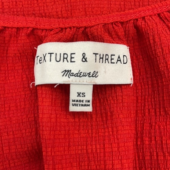 Madewell Texture & Thread Red Peasant Top Size XS - Picture 9 of 9